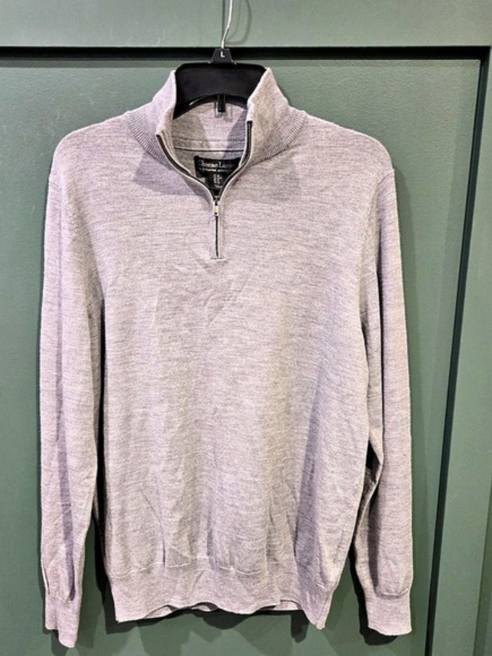 Christian Lacroix Extrafine Merino Wool Quarter Zip Sweater Gray Medium